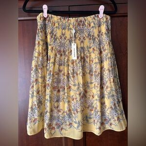 Max Studio Yellow Floral Smocked Mini Skirt